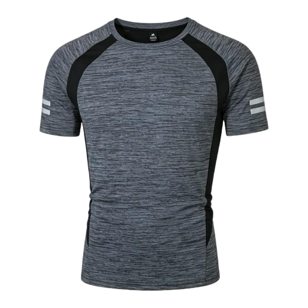 Men's Gray Marled Contrast-Panel Athletic T-Shirt
