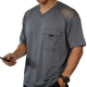 Men's Gray Mesh-Panel V-Neck Pocket Athletic T-Shirt