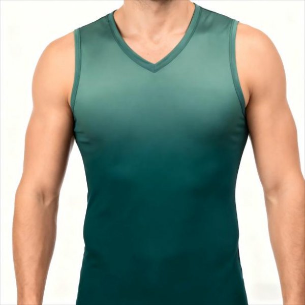 Men's Ombre Green Sleeveless Compression Shirts – Quick Dry Baselayer for Summer Workouts